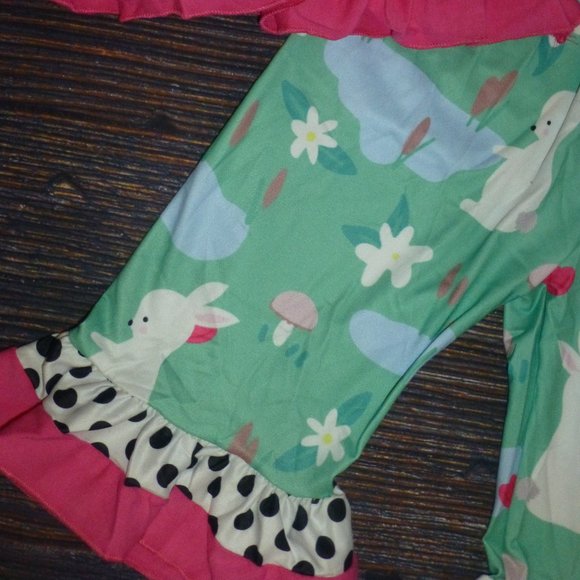 Boutique Easter Bunny Rabbit Girls Ruffle Outfit - Picture 3 of 3